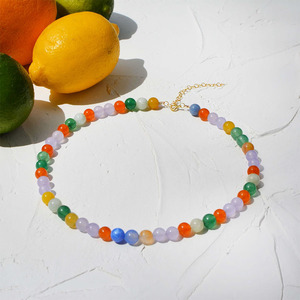 Woying 2025 Chất Lượng Cao Thép Không Gỉ Đính Cườm Vòng Cổ Bóng Hình Đá Tự Nhiên Đồ Trang Sức dopamine Cho Đám Cưới Quà Tặng Đầy Màu Sắc - Product Image 6