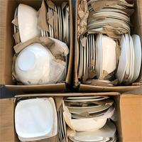 Lot en Gros de Bols et Tasses en Céramique Blanche avec Soucoupes, Vaisselle de Porcelaine, Assiettes et Plats en Carton, Prix Abordable, Vaisselle de Dîner
