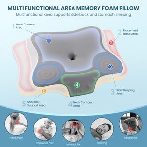 Almohada Ergonómica Ortopédica de Espuma Viscoelástica con Contorno, Almohada Cervical con Diseño Marino, Alivio Efectivo del Dolor de Cuello - Product Image 3