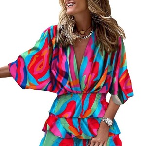 <span class=keywords><strong>Ropa</strong></span> de mujer con cuello en V y manga murciélago para otoño - Product Image 5