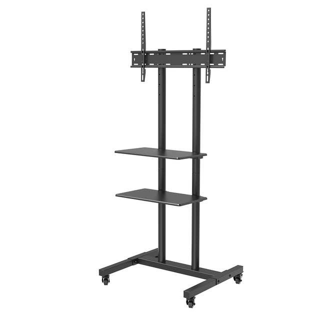 High Loading Capacity Height Adjustable Mobile TV Cart with Shelf and Wheels Rolling TV Stand for 32-70 Inch LCD TV