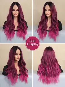 Perucas de cabelo roxo Ombre para as Mulheres Cabelo Sintético Roxo Lace Front Perucas Curly Wavy Peruca Halloween Lavender Roxo 26 Inch For