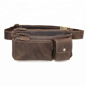 Livraison Gratuite <span class=keywords><strong>Maroquinerie</strong></span> vente Chaude Vintage Hommes Sac de Taille En Cuir de Cheval Fou Sac <span class=keywords><strong>Banane</strong></span> - Product Image 1