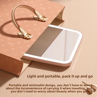 Miroir de maquillage LED de bureau à éclairage simple face, alimenté par USB, miroir de vanité compact pliable, portable pour étudiants et dortoirs, lumière de beauté
