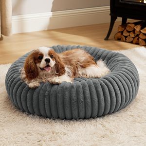 Camas Redondas para Perros Pequeños con Forro Polar de Pana y Base Antideslizante, Camas para Mascotas de Piel Sintética con Funda Lavable y Extraíble - Product Image 1
