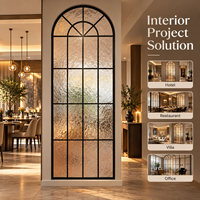 Panneau de séparation en verre cintrée sur mesure avec cadre en acier inoxydable, séparateur de pièce moderne, OEM ODM