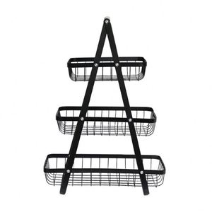 2/3-Tier Detachable Metal Kitchen Storage Rack Fruit Basket Handle Shop Cafe Bread Food Display <b>Stand</b> <b>Vegetable</b> Drain Storage - Product Image 2