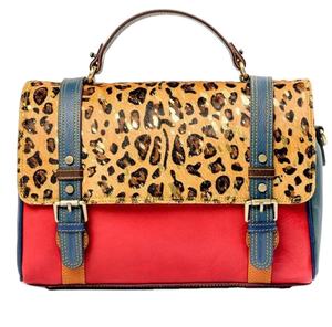 Bolso bandolera de piel con pelo de vaca genuino con estampado de guepardo, bolso bandolera de cuero para PC hecho a mano para viaje con cierre de cremallera de moda occidental - Product Image 1