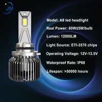 Phare LED A8 20000lm d'origine usine H1 H7 H4 H8 H11 H9 Hb3 Hb4 120W HIR2 9012 D2S D4S pour lentille de projecteur