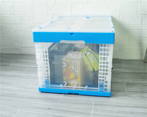 リサイクル可能な折り畳み式積み重ね可能プラスチック製ソリッドボックス透明表面ロジスティクス保管 & 家庭服整理 - Product Image 6