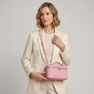 Pink <b>Pebbled</b> PU Crossbody Handbag <b>Small</b> Zipper Shoulder Bag Adjustable Strap Portable Women Travel Purse - Product Image 3