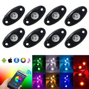 RGB APP araba <span class=keywords><strong>Led</strong></span> kaya lamba 9-36V <span class=keywords><strong>Led</strong></span> Underglow 4/6/8/12 bakla kaya işıkları için Offroad kamyoneti - Product Image 4