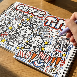 Carnet à spirale sur mesure ligné style graffiti américain rétro pour filles, prise de notes, logo et couleur personnalisés pour étudiants, OEM/ODM - Product Image 1