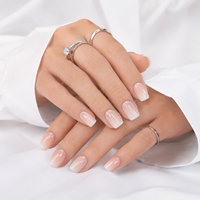32 faux ongles carrés courts ombrés pêche crème vanille à presser, qualité salon, ongles naturels brillants, vente en gros