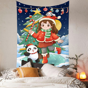 Décoration murale de Noël nordique 2022, Père Noël, tapisserie en polyester lavable en machine pour fond de maternelle - Product Image 2
