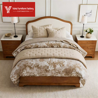 Lit de chambre à coucher de style campagnard américain en bois massif, lit double, lit simple, lit en tissu rembourré de style rétro français
