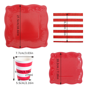 Set di Stoviglie in <span class=keywords><strong>Carta</strong></span> Monouso Stile Semplice con Vassoio Quadrato e Decorazioni in Rilievo per Feste, Fornitura di Fabbrica - Product Image 6