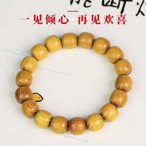 Yellow Sandalwood Barrel Beads 11x12mm Hand Polished Natural Wood <b>Bracelet</b> Unisex Everyday Wear Cultural Collectible Jewelry - Product Image 4