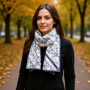 Sciarpa triangolare FulareS 60x135 cm con stampa digitale in poliestere, accessorio moda per donna - Product Image 2