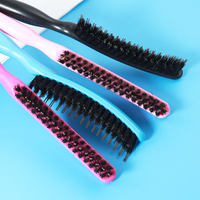 Peigne professionnel à trois rangées de poils en nylon + poils de sanglier, peigne à queue de rat pour cheveux bouclés, peigne de coiffure, brosse à touiller