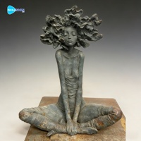 Sculpture de figure féminine en bronze grandeur nature pour jardin et cour, statue d'art extérieure artisanale