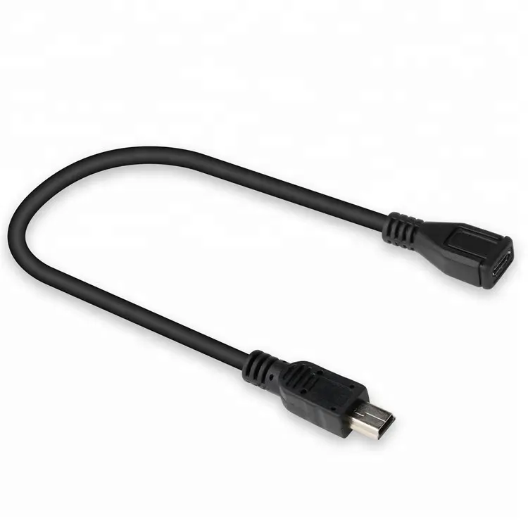 30 Cm 50 Cm Mini Usb 5 Pin Male untuk Micro USB 5 Pin Female Kabel Data USB2.0 Mini BM untuk Micro Bf Kawat Bulat
