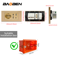 Prises murales universelles et Schuko BAOBEN en aluminium doré, norme européenne italienne, avec 2 prises et 2 ports USB