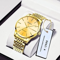 Aili Feida Montre à quartz pour homme avec bracelet en acier inoxydable, boîtier de 9 mm, étanche 30 m, cadran à aiguilles lumineuses