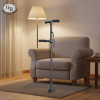 Canne à quatre pieds pour personnes âgées avec deux poignées, pliable en aluminium avec fonction d'assistance pour les personnes âgées, best-seller