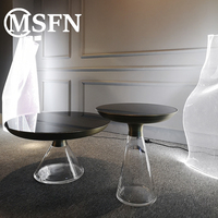 Table basse décorative artistique de luxe moderne, en métal conique et verre, convertible, pour salon, meubles de maison, directement de l'usine