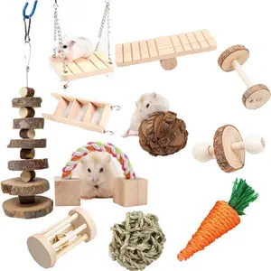 仓鼠咀嚼玩具套装小动物牙齿护理木制配件磨牙玩具豚鼠龙猫沙鼠老鼠