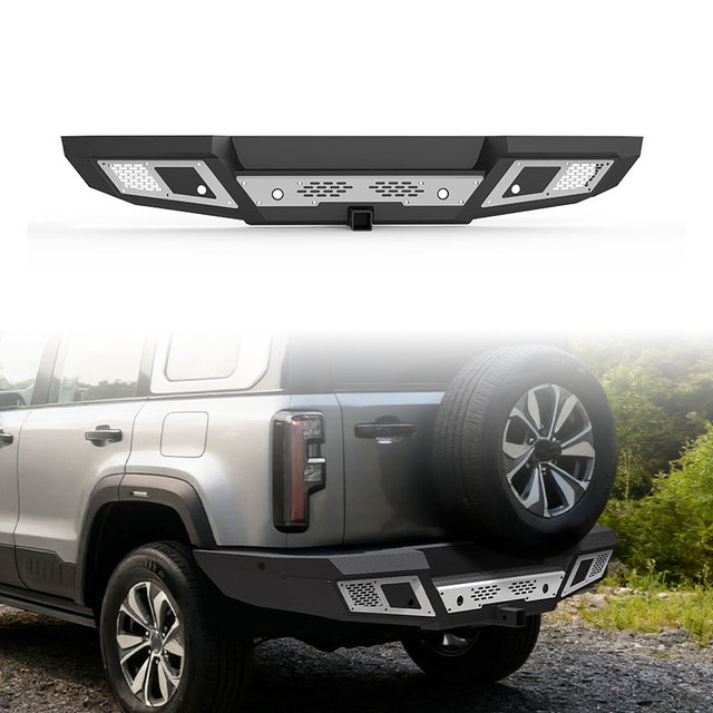 Off-road 4x4 Accessories Black Steel Rear Bumper with Parking Aid Sensor Holes & Towing Package for Beijing BJ40