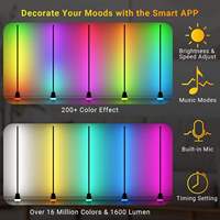 Lampe de sol d'angle en aluminium LED RGBIC intelligente avec application et télécommande