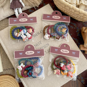 Nouveau lot de 5 bandeaux pour enfants à motifs de dessins animés pour l'automne et l'hiver, <span class=keywords><strong>coiffure</strong></span> chignon très élastique, accessoire capillaire mignon en sachet - Product Image 4