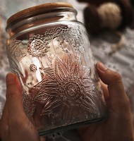 Frasco de Vidrio Redondo Vintage para Almacenar Té, Azúcar, Café y Alimentos con Tapa de Madera de Acacia