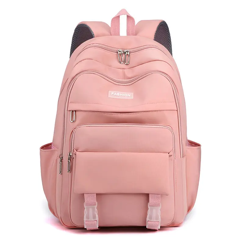Large Capacity High College School Bag Custom Fashionable Beautiful Polyester Pink 13 Years Girl School Bag