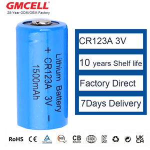Fournisseur de batteries LiMnO2, vente en gros de batteries primaires cylindriques 3V CR123A 1500mAh pour compteurs intelligents - Product Image 1