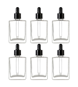 Flat Square Luxury 15ml 30ml 50ml 100ml Glass <b>Dropper</b> <b>Bottles</b> Crystal Clear Collar Eye Drops Essential Oil Skin Care Serum - Product Image 1