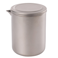 Set Teh Titanium Murni Ultralight Dinding Ganda Grosir, Mug Infuser Portabel untuk Berkemah di Luar Ruangan dengan 3 Cangkir dan Tutup