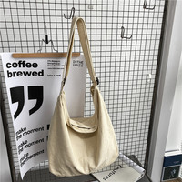 Sac à bandoulière en toile grande taille coréen mignon pour femmes avec fermeture éclair, logo imprimé personnalisé