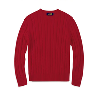 Pull en tricot torsadé pour homme, 100% coton, col rond noir, pour l'automne et l'hiver, vêtements décontractés, impression personnalisée, broderie de logo, vente en gros