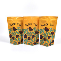 Sachets de thé refermables personnalisés en PE écologique de qualité alimentaire avec fermeture éclair, pochettes verticales pour impression numérique personnalisée