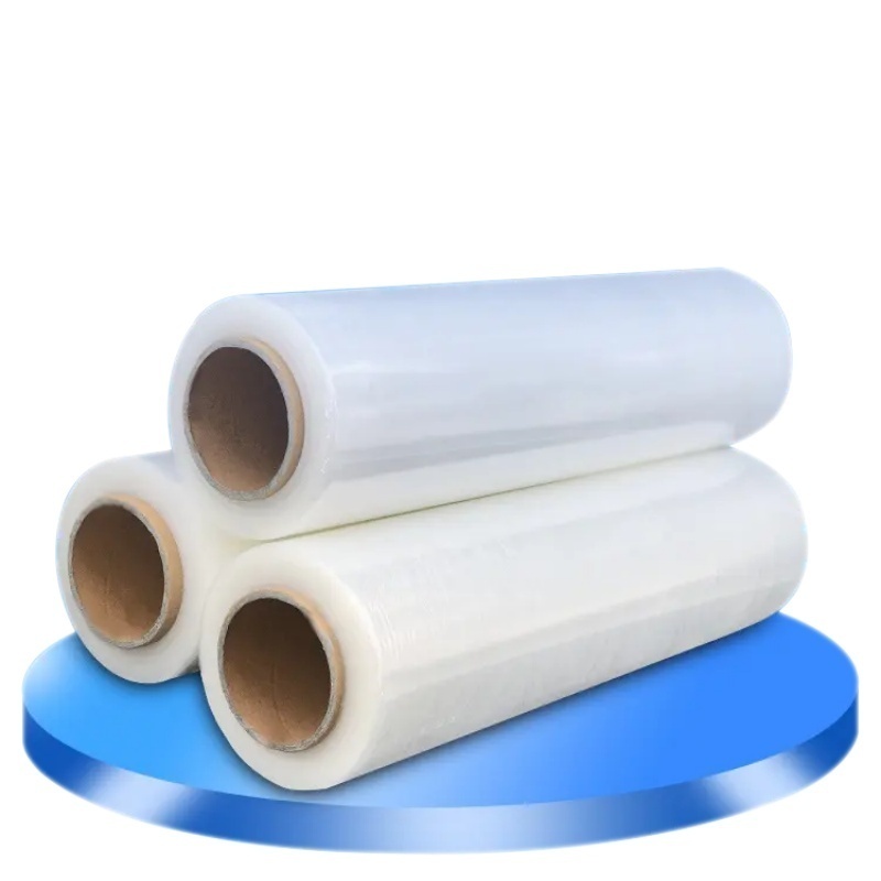 Self-Adhesive PE Stretch Film Pack Roll Transparent Polyethylene Clear Plastic LLDPE Packaging Film For Beverage