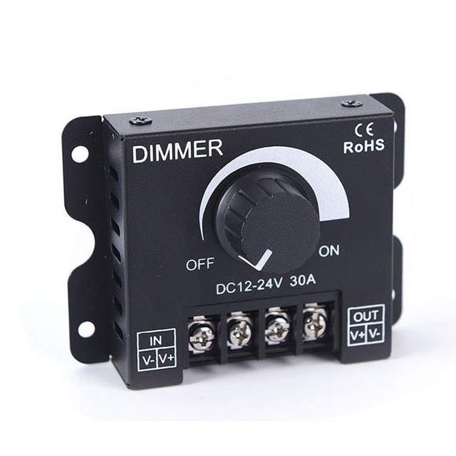 LED Dimmer Brightness Adjustment Control Knob Voltage Control Switch DC12V-24V 30A DC