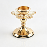 Porte-bougie à la bougie tealight en cristal doré de luxe avec gobelet en verre