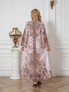 241104 elegante abito con gonna lunga Cross Border abaya ricamato tempestato di diamanti per donne musulmane del Medio Oriente per la primavera - Product Image 3