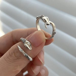 Anillo Ajustable de Serpiente y Rosa, Anillos de Animales Reptiles, Joyería de Moda Punk para Hombres y Mujeres, Regalos de Cumpleaños - Product Image 1