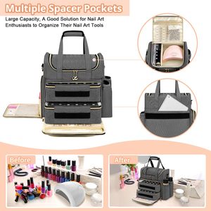 Voyage personnalisé femmes 48 bouteilles Nail Tech transport organisateur vernis à ongles sac <span class=keywords><strong>de</strong></span> rangement - Product Image 5