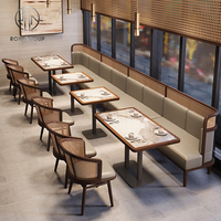 Ensemble de mobilier Ron Group en cuir, table et chaises demi-circulaires en marbre pour café, restaurant et espace commercial