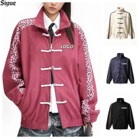Venta al por mayor de fábrica: Chaqueta de ante con estampado de leopardo estilo Y2K deportiva y chic para mujer, con cierre de broche chino, estilo oversize, tipo bomber, para streetwear.